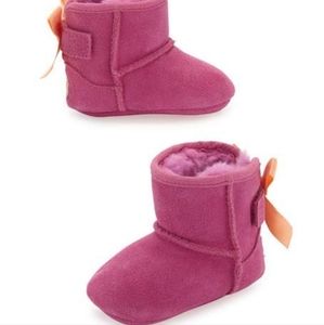 Jesse Suede Bow-Trim Bootie, Pink, Infant